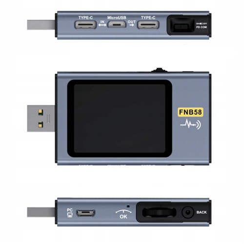 USB тестер тока напряжения емкости, Bluetooth, FNIRSI FNB58