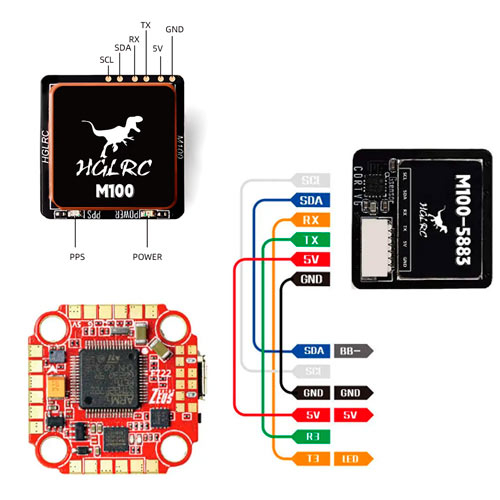 GPS модуль HGLRC M100-5883 с компасом и антенной FPV дрона