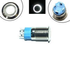 Кнопка 12мм фиксирующаяся, 12-24В, белый LED, 4pin, 12F-P10DZ
