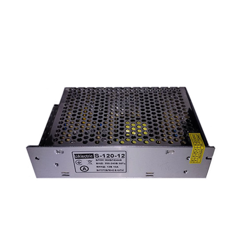 Блок питания перфорированный 12В 10А 120Вт, 2-кан для LED-лент CCTV, UAlectric
