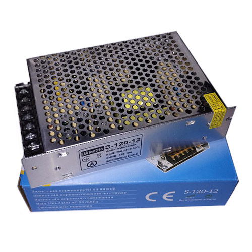 Блок питания перфорированный 12В 10А 120Вт, 2-кан для LED-лент CCTV, UAlectric