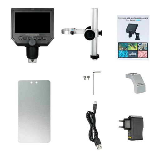 Микроскоп цифровой c 4.3 ЖК на штативе, 1050мАч, MicroSD, 3.6Мп, 1-600X, G600