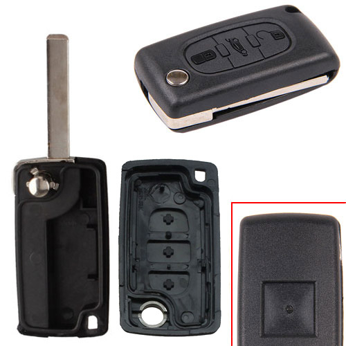 Выкидной ключ, корпус под чип, 3кн, Peugeot, ниша CE0523, HU83