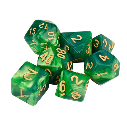 Кости игральные многогранные 7шт, 4-20 граней, дайсы, пластик