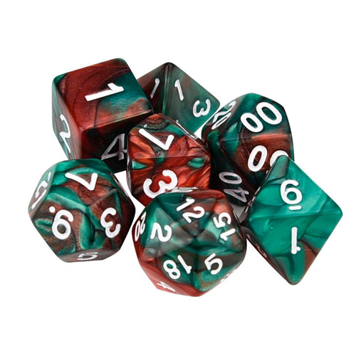 Кости игральные многогранные 7шт, 4-20 граней, дайсы, пластик