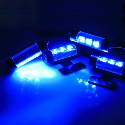 Декоративная 4x3 LED синяя подсветка салона автомобиля