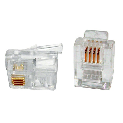 Коннектор 100шт RJ11 RJ12 RJ14 6P4C телефонный