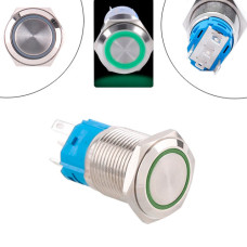 Кнопка 16мм возвратная, 12-24В, зеленый LED, 5pin, 16K-11D