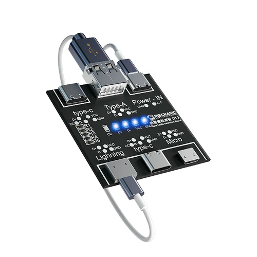 Плата тестер для проверки дата кабелей MicroUSB Type-C Lighting, Mechanic DT3