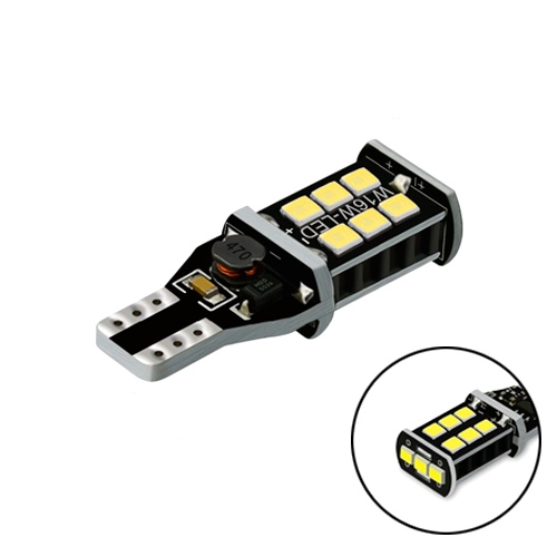 LED T15 W16W лампа в автомобиль 2шт, 12+3 SMD 2835, с обманкой Canbus, белый