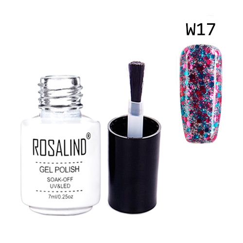 Гель-лак для ногтей маникюра 7мл Rosalind, глиттер, W17 хамелеон