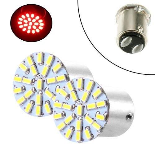 LED 1157 BAY15D P21 лампа в автомобиль 2шт, 22 SMD 3014, красный