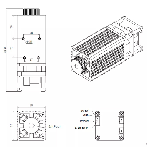 Мощный лазер для резки гравировки 20Вт 450нм LT-20W-A