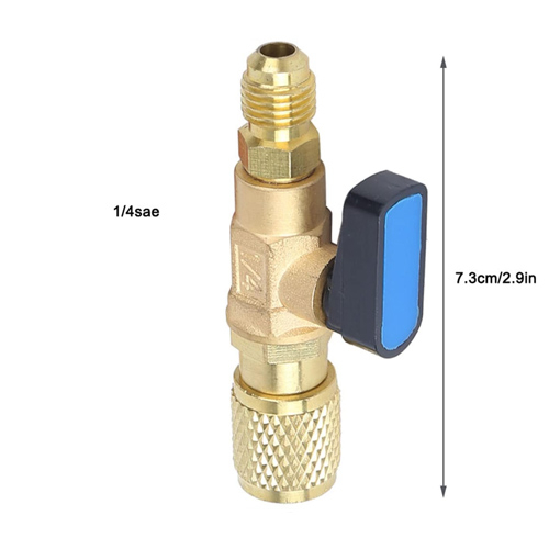 Кран для заправочного шланга под фреон R22, 1/4 SAE, прямой, латунь