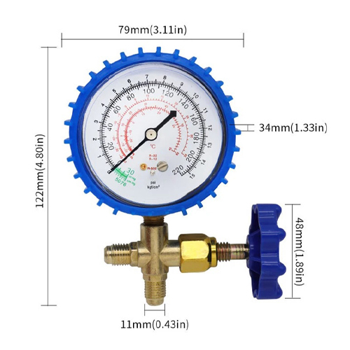 Коллектор манометрический c вентилем 0-220psi для заправки фреона XWM-466