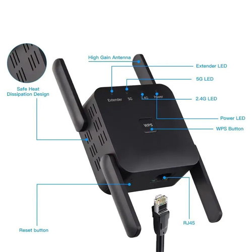Беспроводной Wi-Fi репитер 1200Мбит/с 2.4/5ГГц, усилитель сигнала Fenvi AC1200
