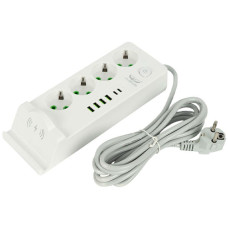 Сетевой фильтр удлинитель 3м 4 розетки 6 USB Qi зарядка PD 3кВт LH994-2PD
