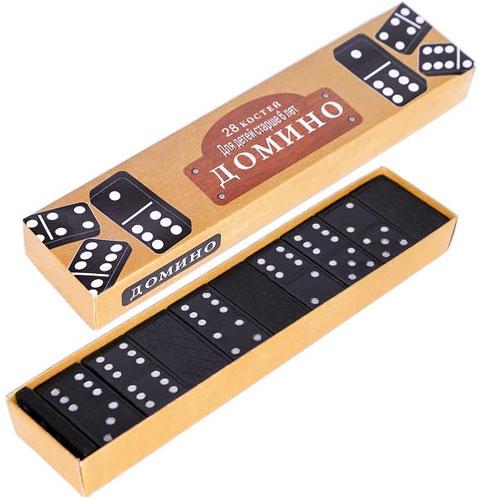 Настольная игра Домино, 28 костей, черные, пластик