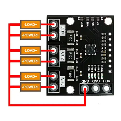 Цифровой датчик напряжения тока трехканальный I2C INA3221