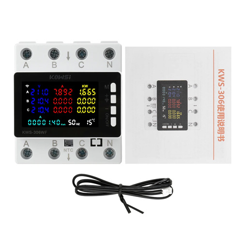 Wi-Fi счетчик электроэнергии трёхфазный 220В 80А DIN, защиты, KWS-306WF