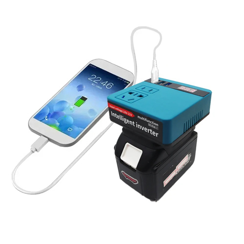 Инвертор 220В 120Вт для аккумуляторов Makita 18-21В DC, с USB и дисплеем