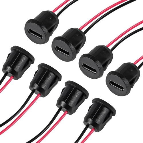 Разъем гнездо питания Type-C, 5шт, с проводом 2pin 24AWG 10см