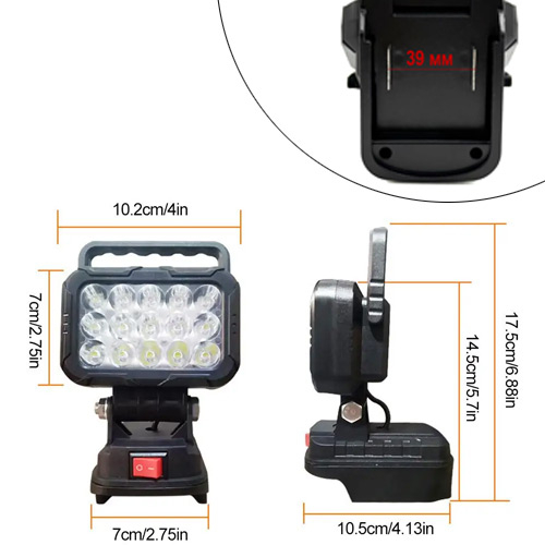 Светодиодный фонарь для аккумулятора 14.4/18В Makita LXT, 15LED 15Вт 1600лм