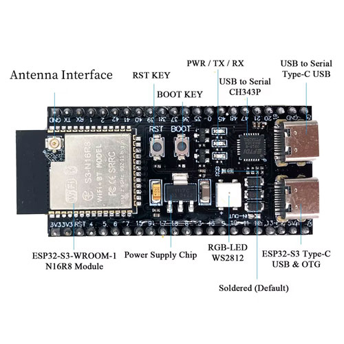 ESP32-S3 N16R8 44pin DevKitC-1 Wi-Fi Bluetooth с IPEX, плата разработчика