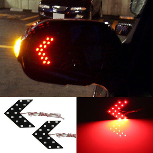 Указатели поворота LED для авто на боковое зеркало, пара, красные