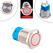 Кнопка 19мм фиксирующаяся, 12-24В, красный LED, 5pin, 19K-P11DZ